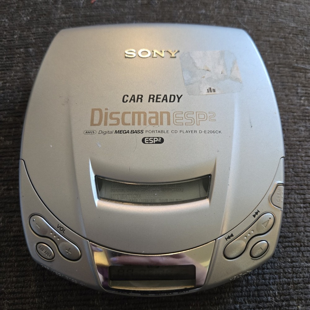Sony Discman Car Ready‎ ESP2 Digital Mega Bass Portable CD Player D-E206CK Read!